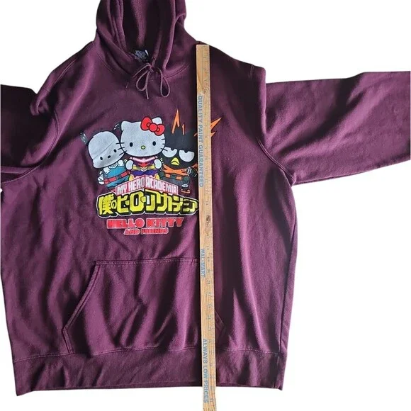 Hello Kitty My Hero Academia Hoodie 2XL Sanrio Anime Burgundy Otaku Streetwear - Picture 11 of 14